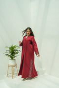 Burgundy Rose Lace Abaya