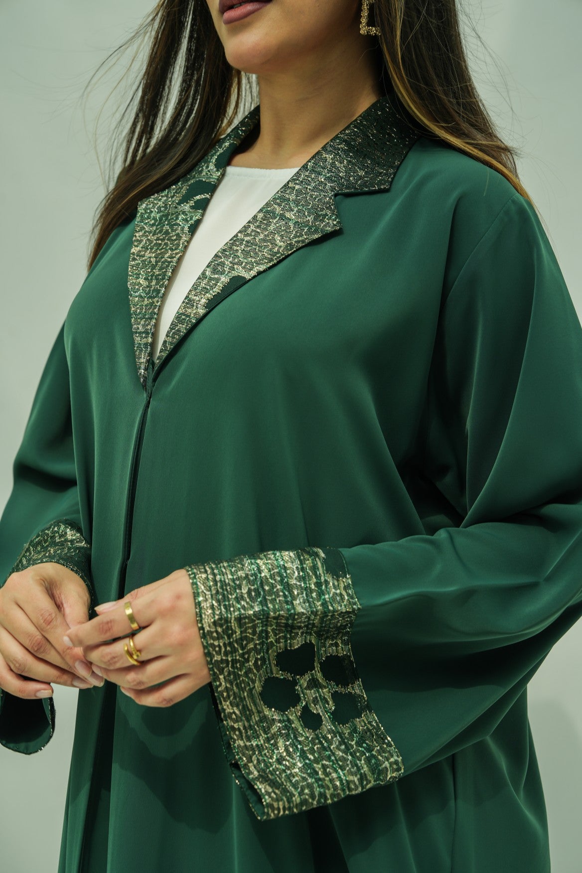 Emerald Luxe Jacquard Abaya