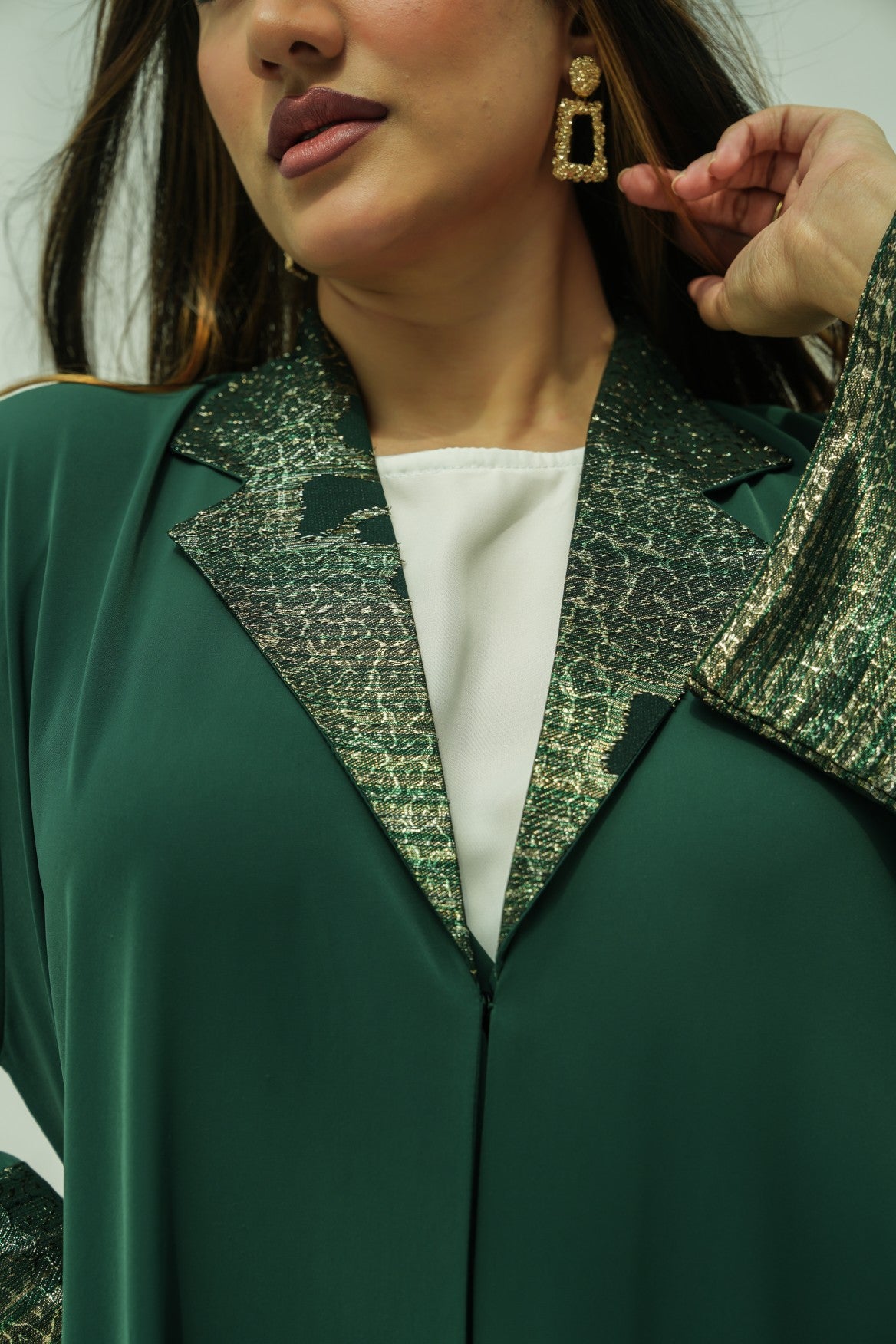 Emerald Luxe Jacquard Abaya