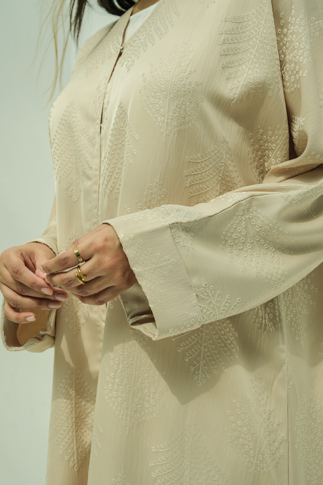 Ivory Embroidered Elegance Abaya