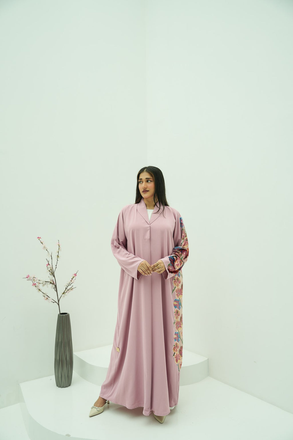 Blush Blossom Embroidered Abaya