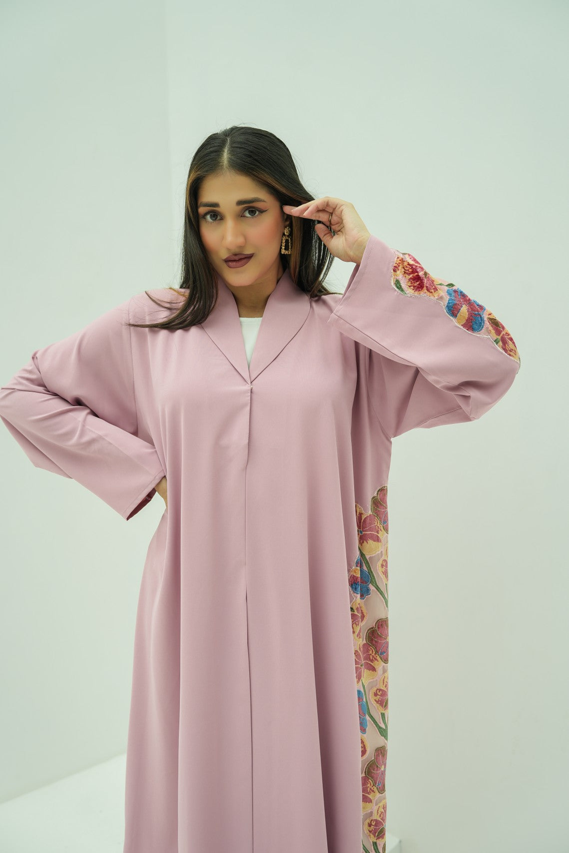 Blush Blossom Embroidered Abaya