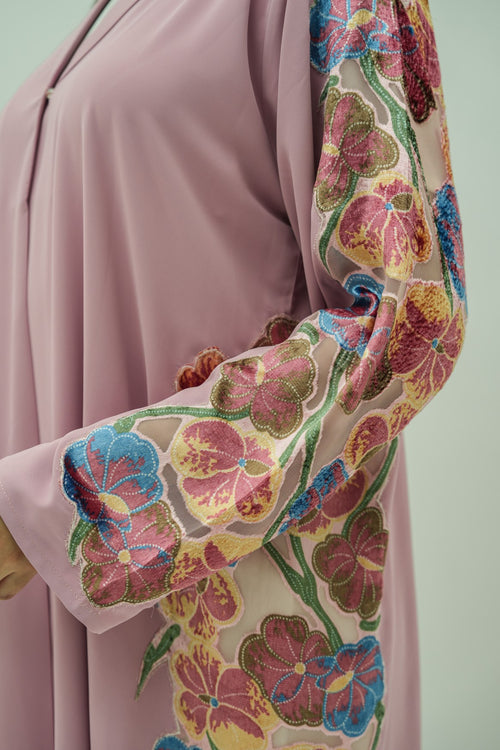 Blush Blossom Embroidered Abaya