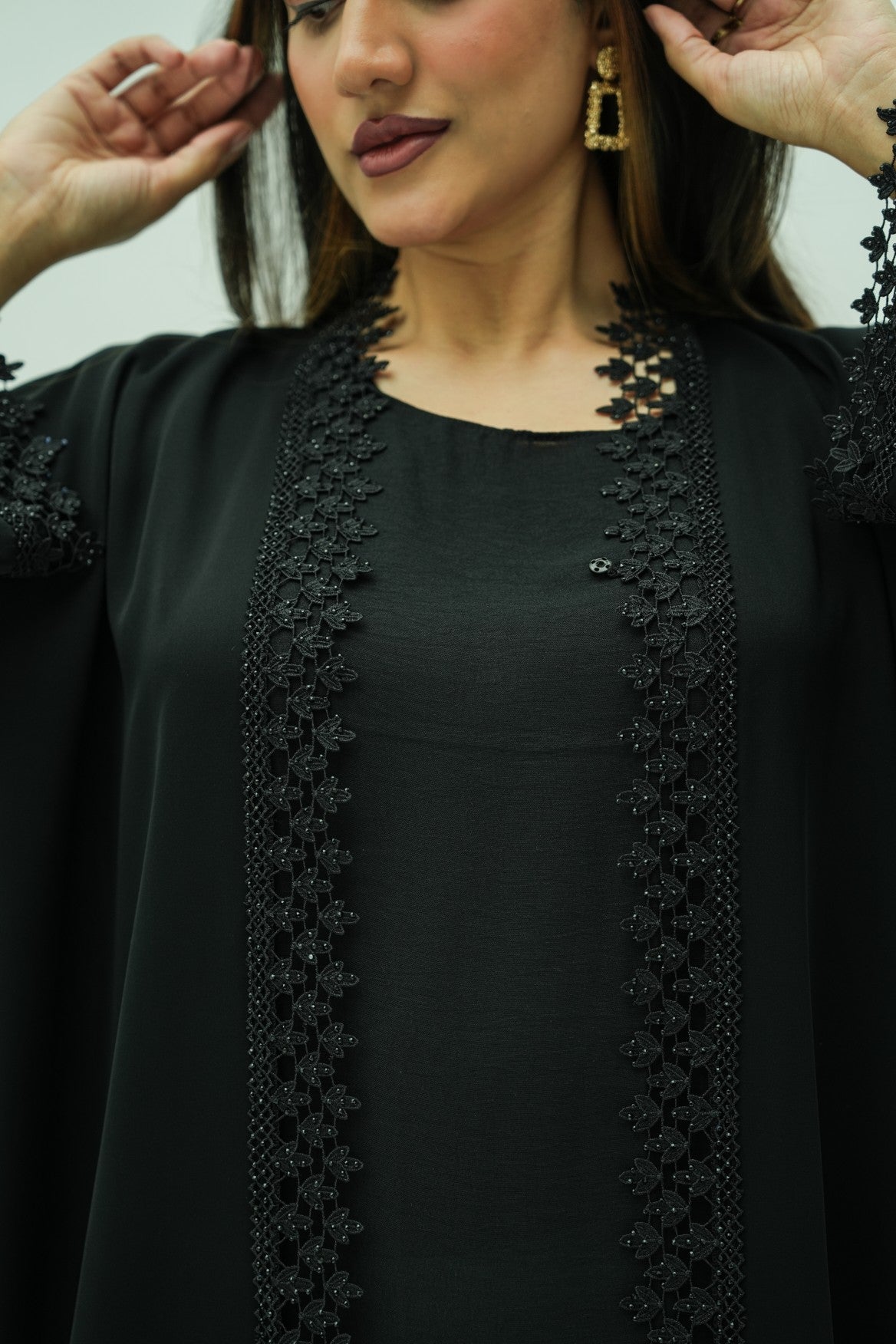 Midnight Lace Elegance Abaya