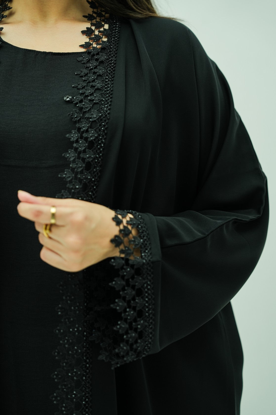 Midnight Lace Elegance Abaya