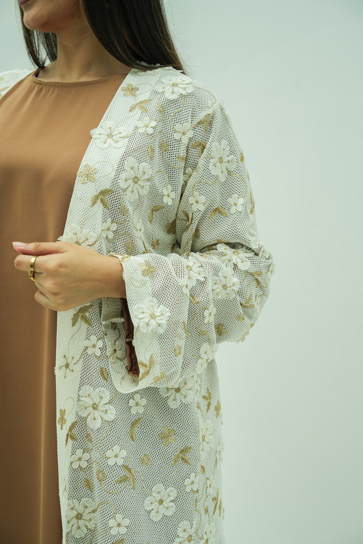 Cream Blossom Abaya