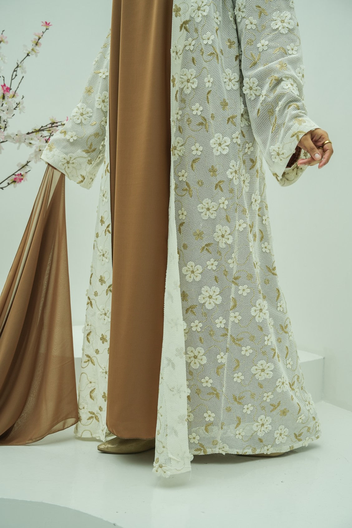 Cream Blossom Abaya